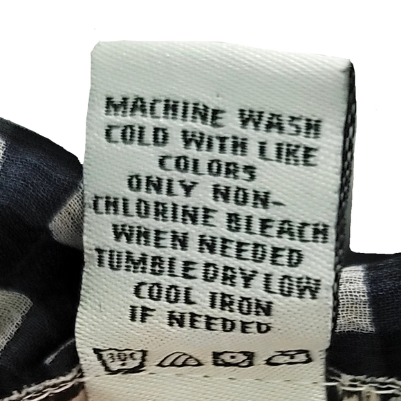 American Rag Sheer, Black & White Gingham Plaid Button-Down Shirt, size XS - Picture 5 of 6